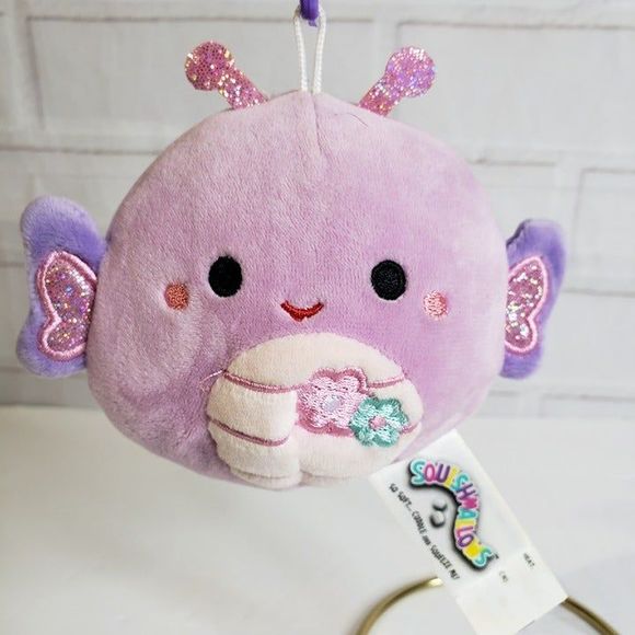 Squishmallows 2020 Purple Brenda Butterfly Plush Clip On 3" Stuffed Toy Keychain - Picture 1 of 9